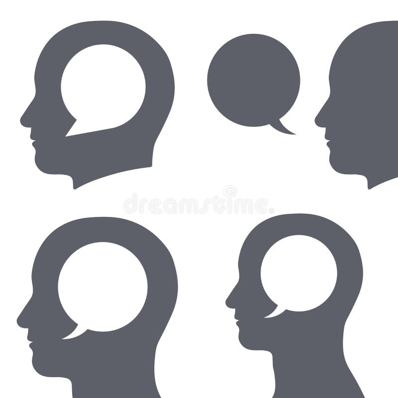 Vector a imagem da bolha do discurso dentro da cabeça humana ilustração stock Vector a imagem da bolha do discurso dentro da cabeça humana ilustração stock