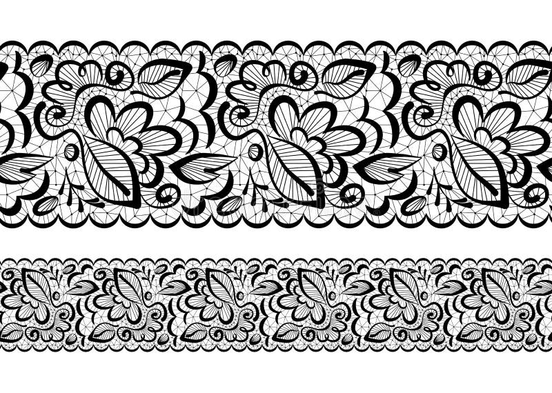 Vector sin costuras. Flores y hojas de encaje stock de ilustración