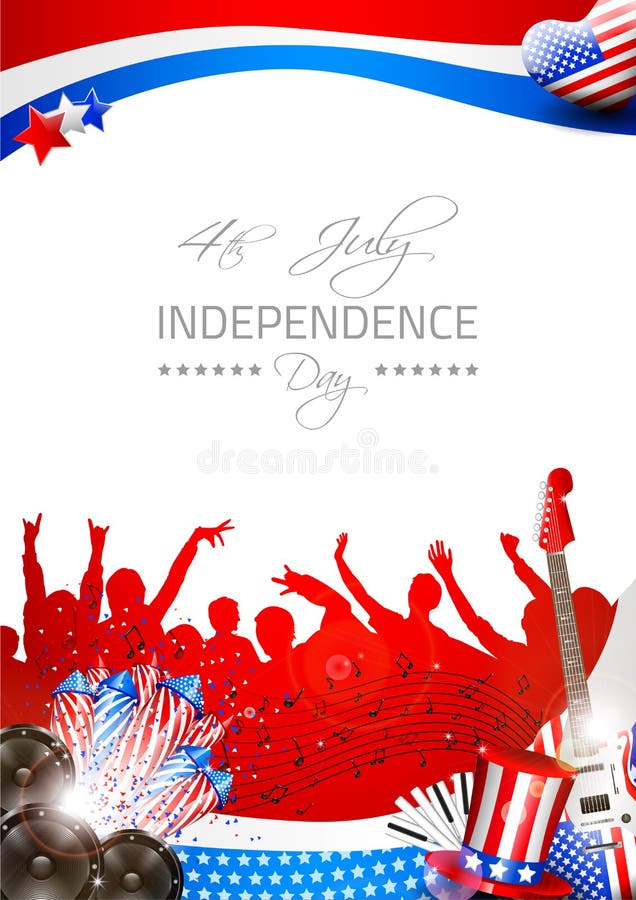 Independence Day Background with Theme of Music Stock Vector