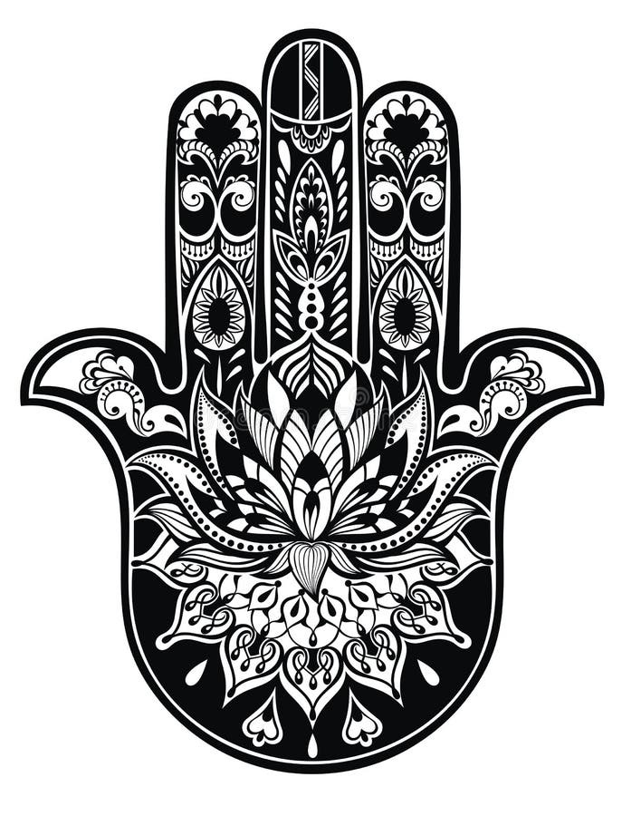 Vector Indian Hand Drawn Hamsa Symbol in Black Stock Vector ...