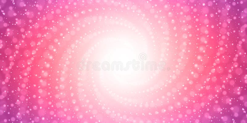 Vector infinite tunnel of shining flares on pink background with shallow depth of field. Glowing points form tunnel