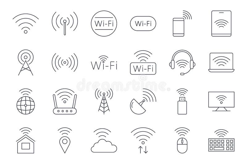 Vector Infinity Icons. Editable Stroke. WiFi Connection