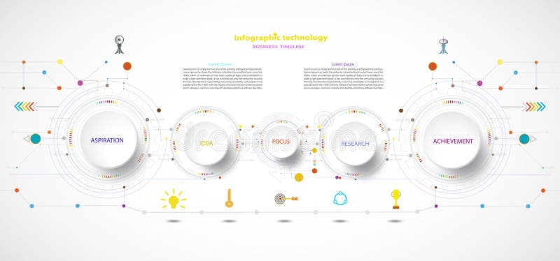 Vector infographic timeline technology template with 5 step. royalty free stock photo