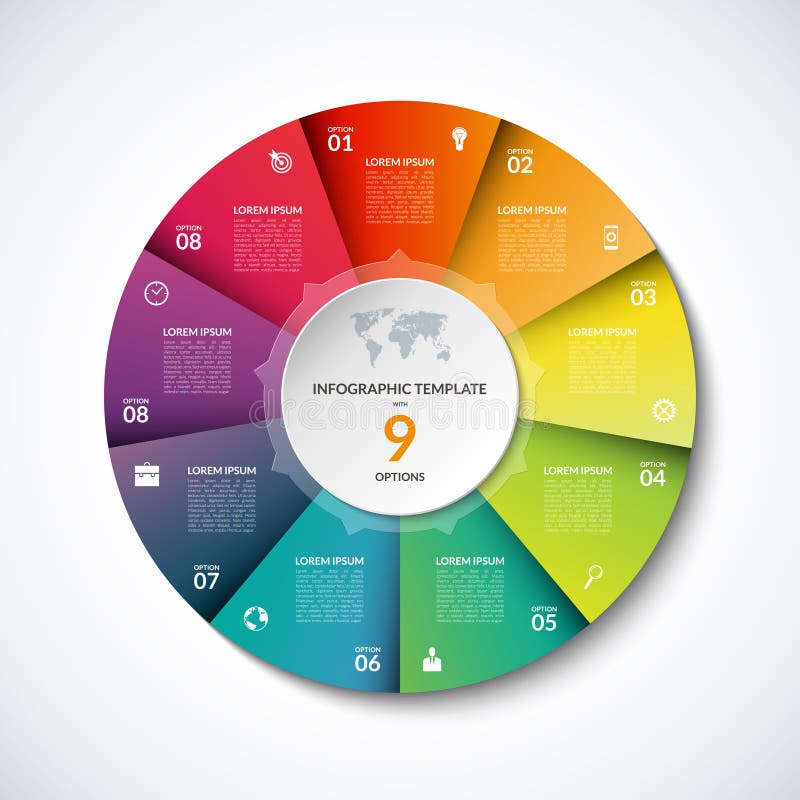 Vector infographic circle template with 9 options vector illustration