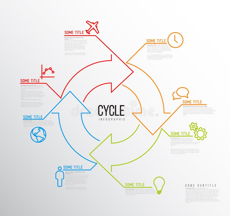 Vector Infographic Cycle Template Made From Lines And Icons Stock