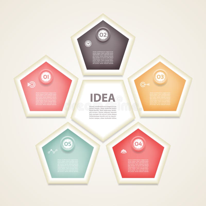 Vector infographic design template. Business concept with 5 options, parts, steps or processes. Can be used for workflow layout stock illustration Vector infographic design template. Business concept with 5 options, parts, steps or processes. Can be used for workflow layout stock illustration