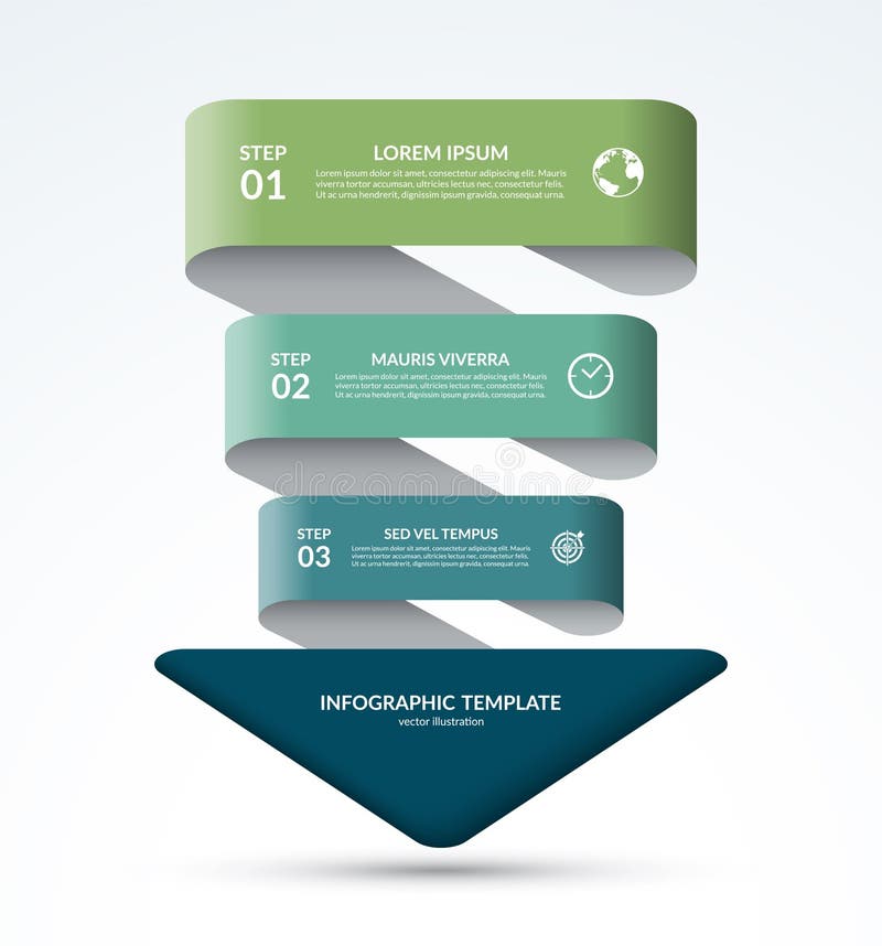 Vector infographic template in the form of an arrow pointing down. royalty free illustration