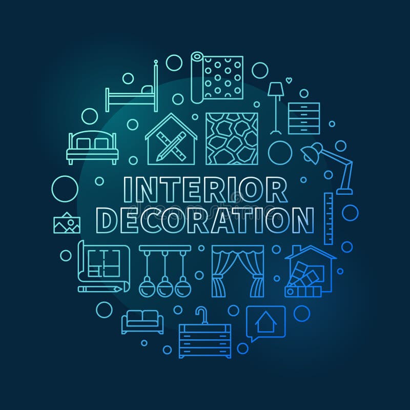 Vector Interior Decoration round blue linear illustration vector illustration