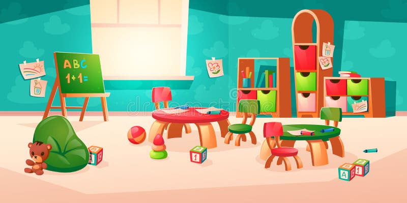 Vector Interior Of Room In Montessori Kindergarten Stock Illustration