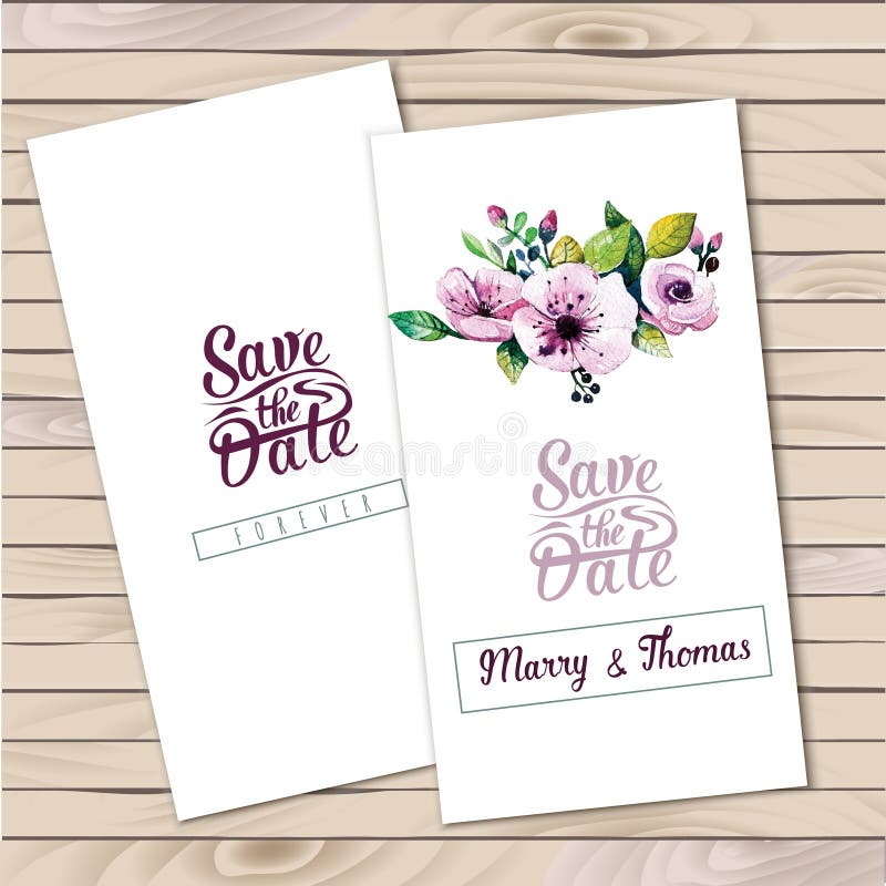 Vector invitation card with watercolor elements