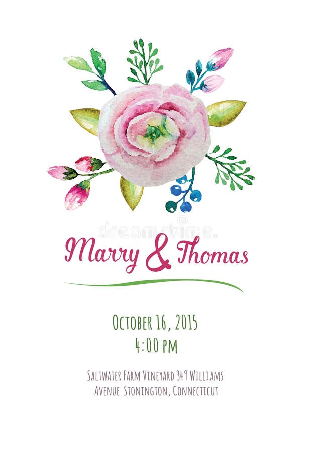 Vector invitation card with watercolor elements