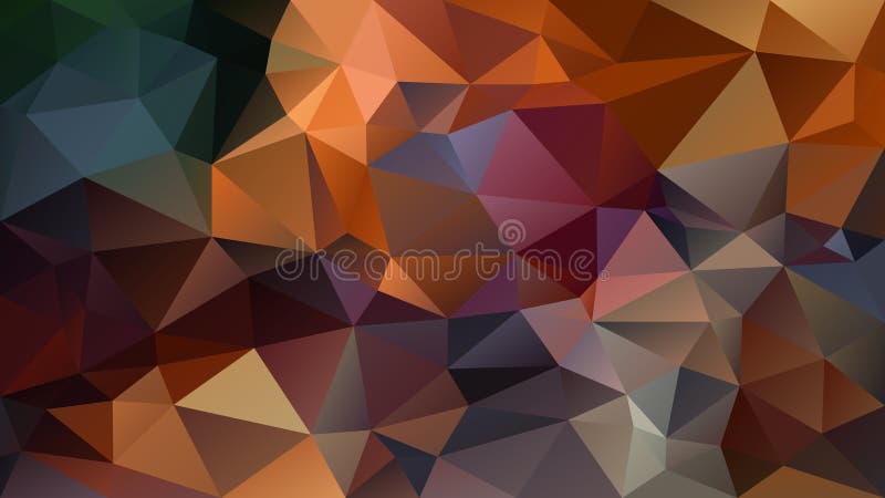 Vector irregular polygon background - triangle low poly pattern - brown camel ochre orange purle green blue color