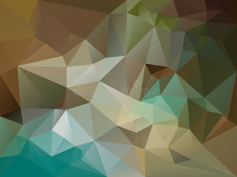 Vector irregular polygon background with a triangle pattern in brown, beige, khaki, blue, turquoise, green color