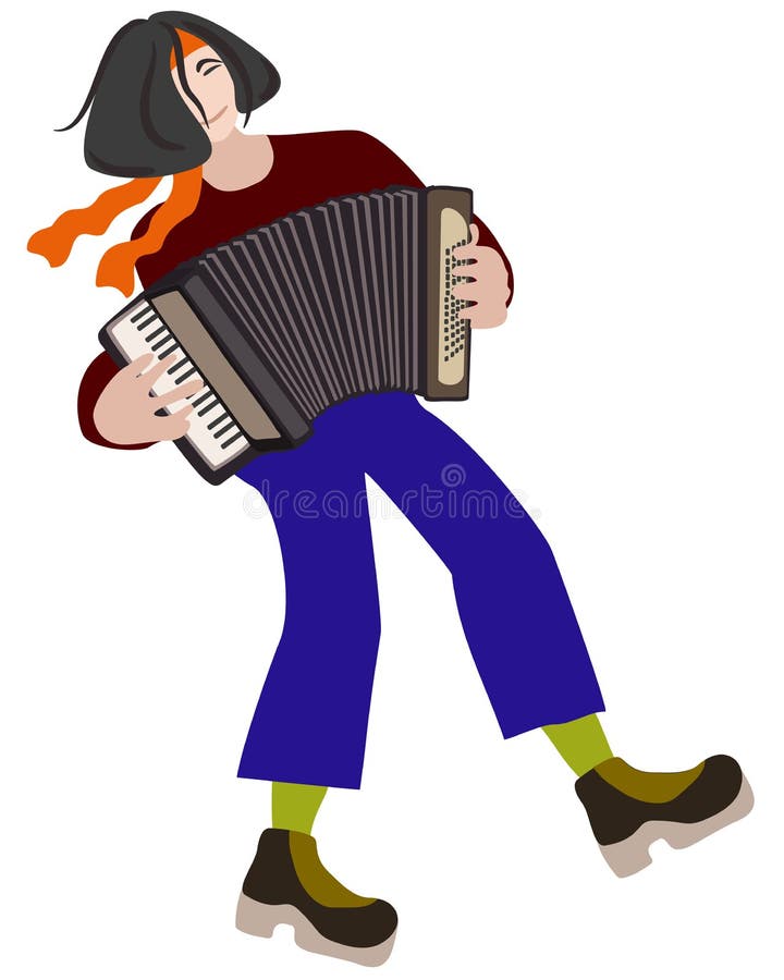 Vector isolated illustration of accordionist. royalty free illustration