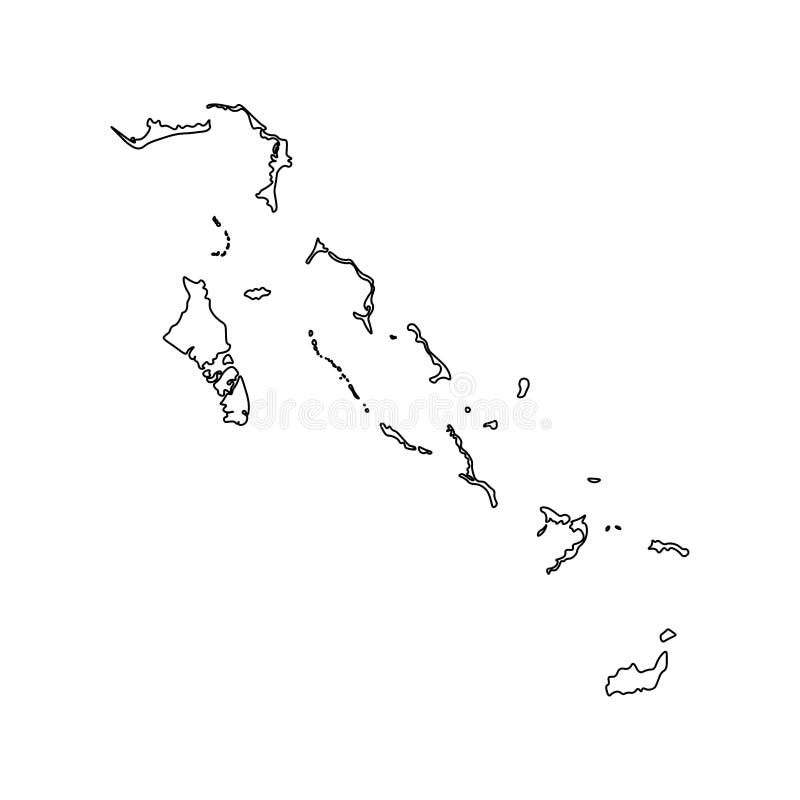 Vector isolated illustration icon with black line silhouette of simplified map of Bahamas royalty free illustration Vector isolated illustration icon with black line silhouette of simplified map of Bahamas royalty free illustration