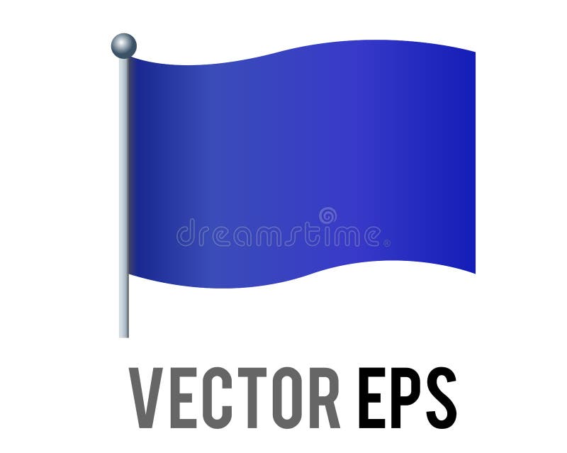 Vector Isolated Rectangular Gradient Blue Flag Icon with Silver Pole