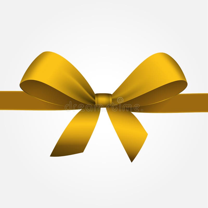 Vector Isolated Yellow Gift Bow with Ribbon