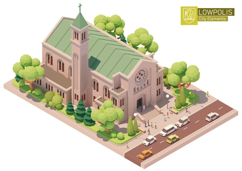 Vector isometric church or cathedral