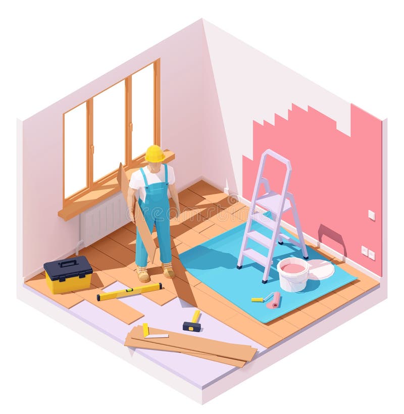 Vector isometric home renovation