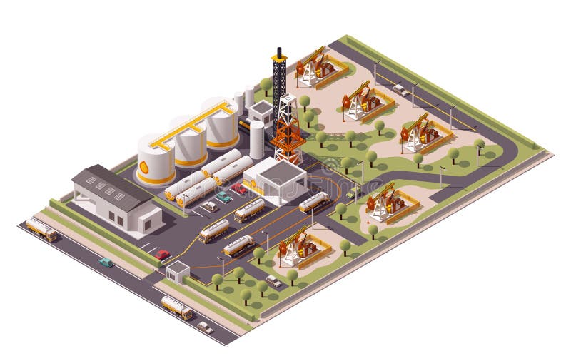 Vector isometric oil field icon royalty free illustration Vector isometric oil field icon royalty free illustration