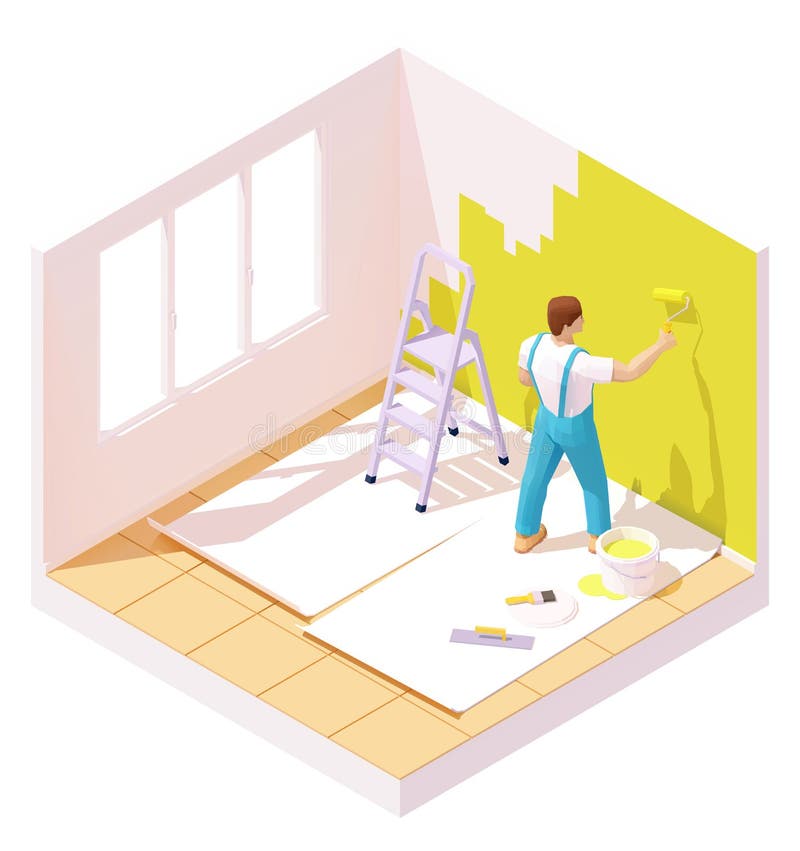 Man Painting Room House Stock Illustrations 793 Man Painting Room