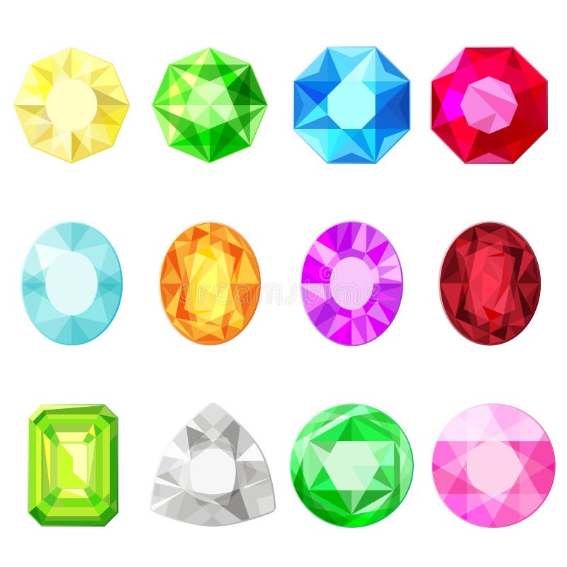 Vector Jewels Diamonds Gem Stickers Set. Stock Vector Illustration of brilliant, jewel 105783924