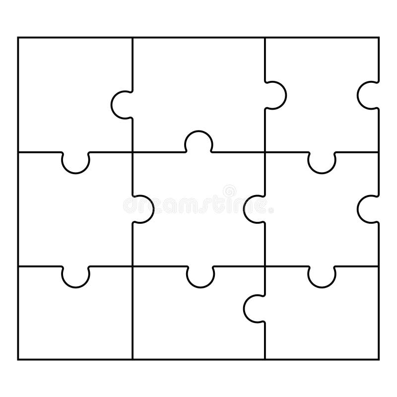 Vector jigsaw puzzle, Blank jigsaw puzzle fame template royalty free illustration