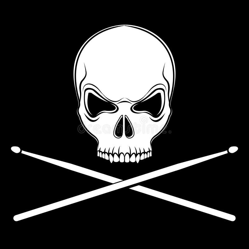 Vector Jolly Roger Skull with Drumsticks Stock Vector Illustration of