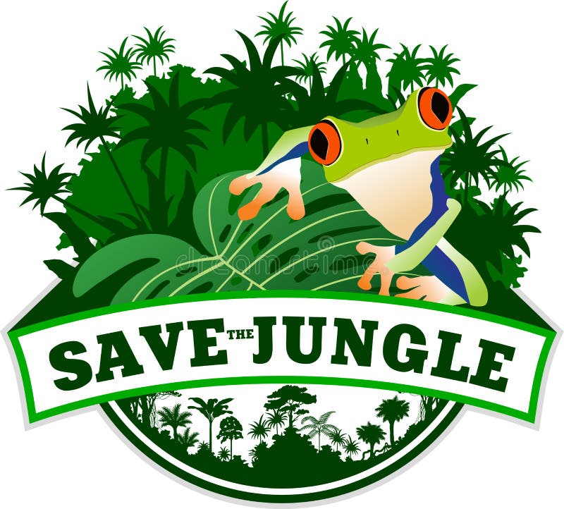 Vector Jungle Emblem with Frog