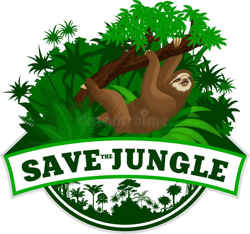 Vector Jungle Emblem with sloth