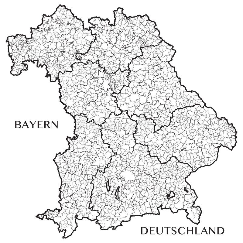 Vector Karte Des Staates Von Bayern Bayern Deutschland Vektor Abbildung Illustration Von Administrativ Stadt