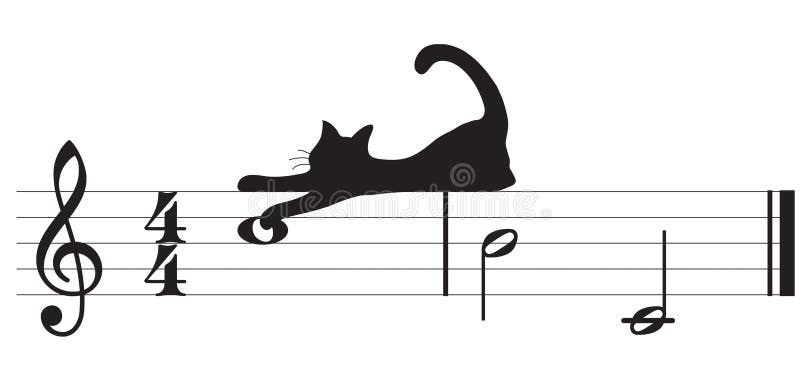Vector katten en muziek vector illustratie. Illustration of dier - 4584220