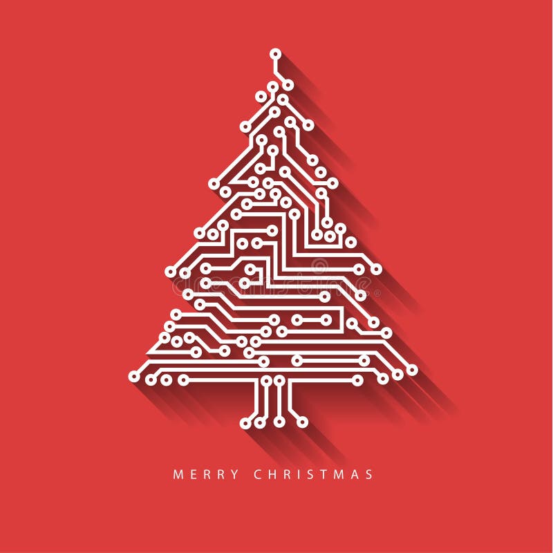 Vector Kerstboom van digitale elektronische kring royalty-vrije illustratie Vector Kerstboom van digitale elektronische kring royalty-vrije illustratie