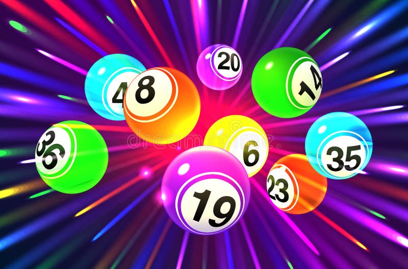 Vector kleurrijke bingoballen op een exploderende donkere achtergrond