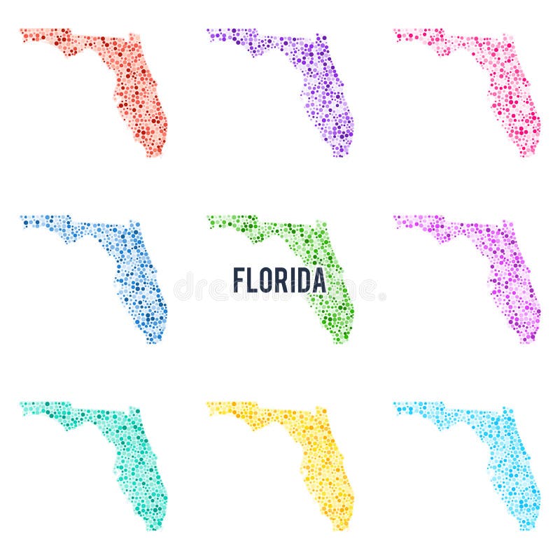 Vector kleurrijke stippenmap van de staat Florida stock illustratie