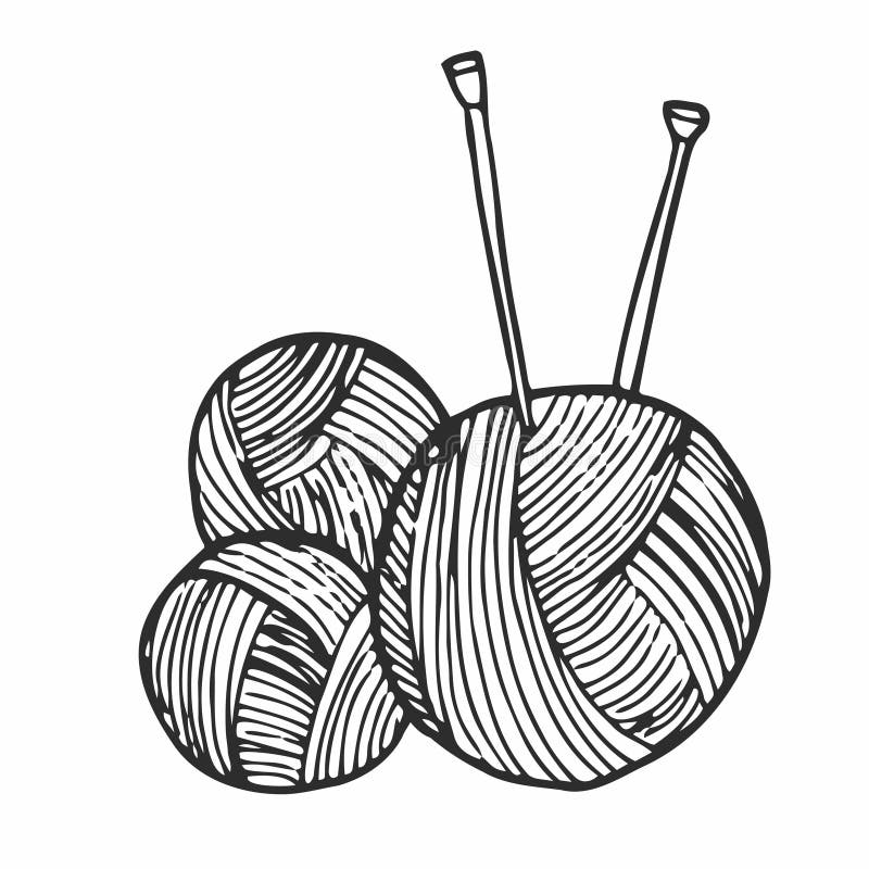 Vector Knitting Needles and Ball of Wool Yarn Logo. Vector Illustration ...