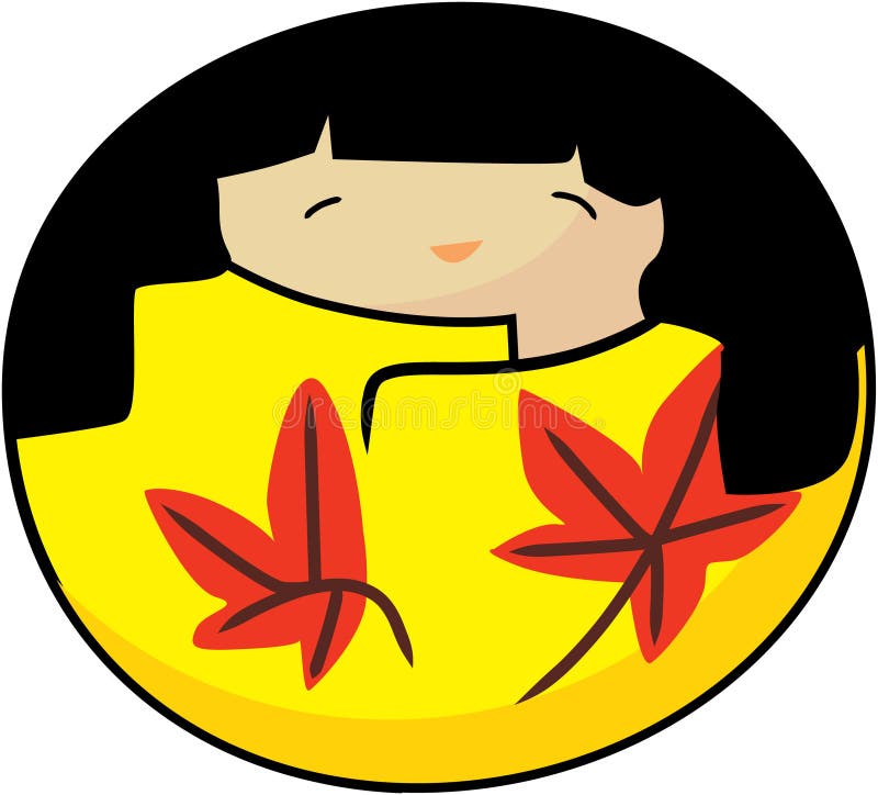 Vector kokeshi autumn girl