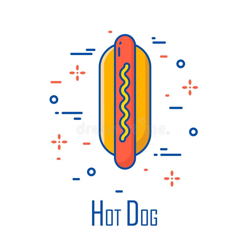 Vector l'icona di colore con il hot dog su fondo bianco Linea sottile progettazione piana Insegna per alimenti a rapida preparazi royalty illustrazione gratis Vector l'icona di colore con il hot dog su fondo bianco Linea sottile progettazione piana Insegna per alimenti a rapida preparazi royalty illustrazione gratis