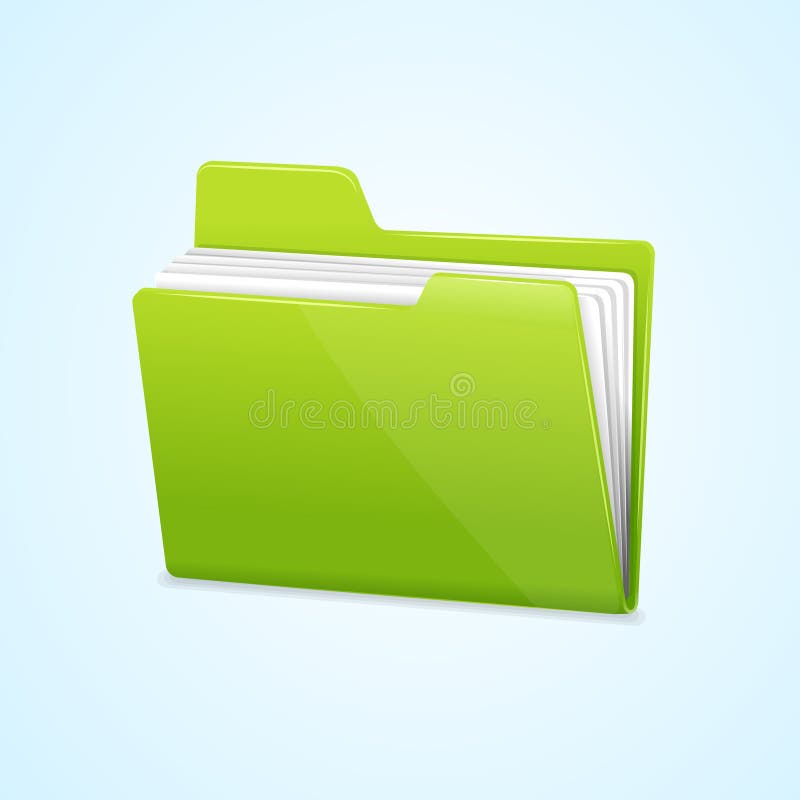 Vector l'icona verde della cartella di archivio isolata sul blu illustrazione di stock Vector l'icona verde della cartella di archivio isolata sul blu illustrazione di stock
