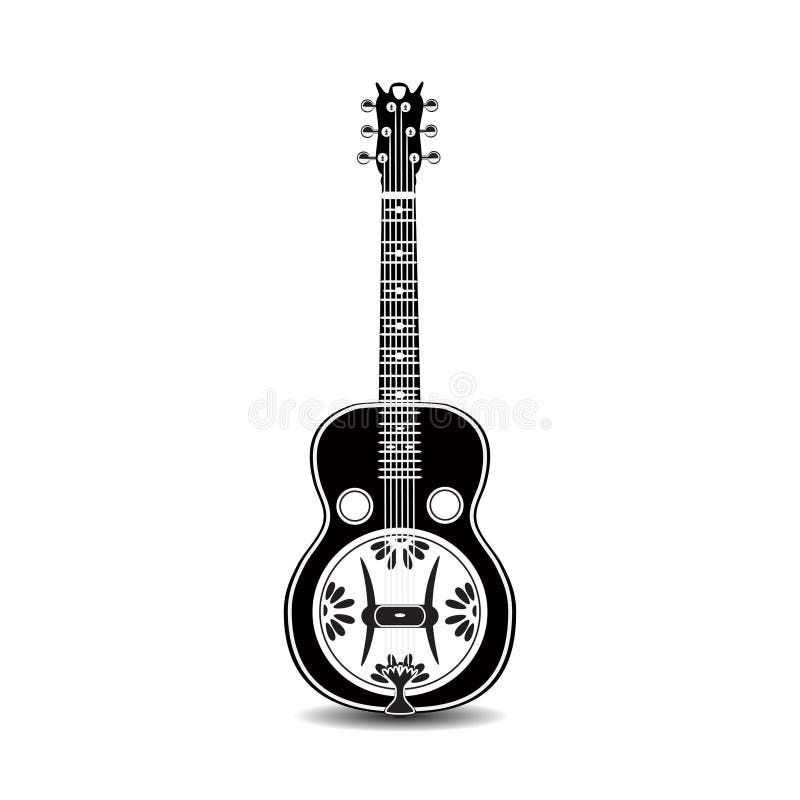 Vector l'illustrazione della chitarra in bianco e nero del risuonatore isolata su un fondo bianco royalty illustrazione gratis Vector l'illustrazione della chitarra in bianco e nero del risuonatore isolata su un fondo bianco royalty illustrazione gratis