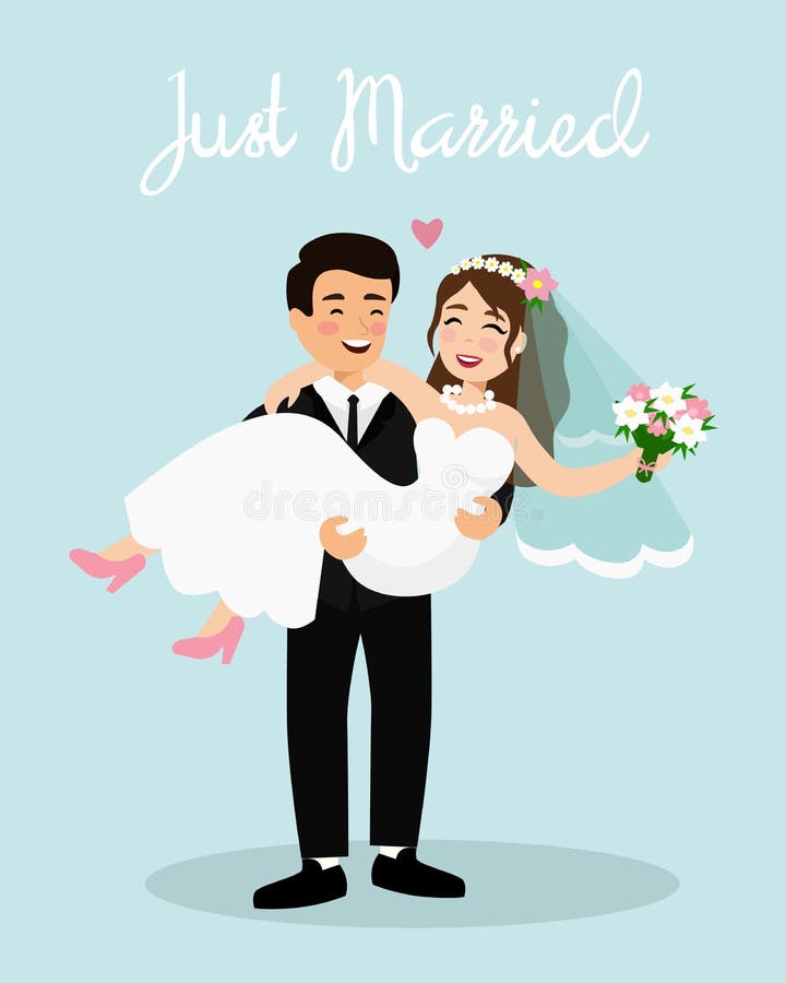 Vector l'illustrazione della sposa e dello sposo delle coppie di nozze Appena la coppia sposata, sposo felice sta tenendo la spos royalty illustrazione gratis Vector l'illustrazione della sposa e dello sposo delle coppie di nozze Appena la coppia sposata, sposo felice sta tenendo la spos royalty illustrazione gratis