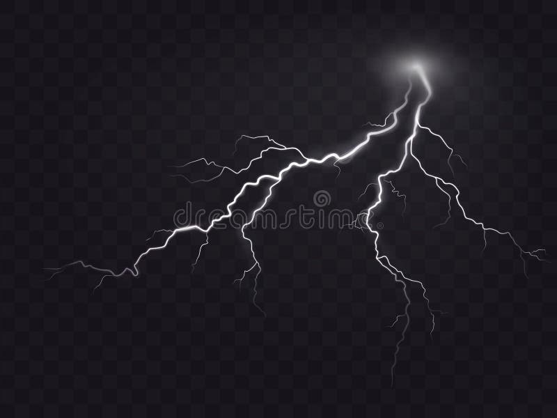 Vector l'illustrazione di uno stile realistico di fulmine d'ardore luminoso isolato su un effetto della luce scura e naturale royalty illustrazione gratis