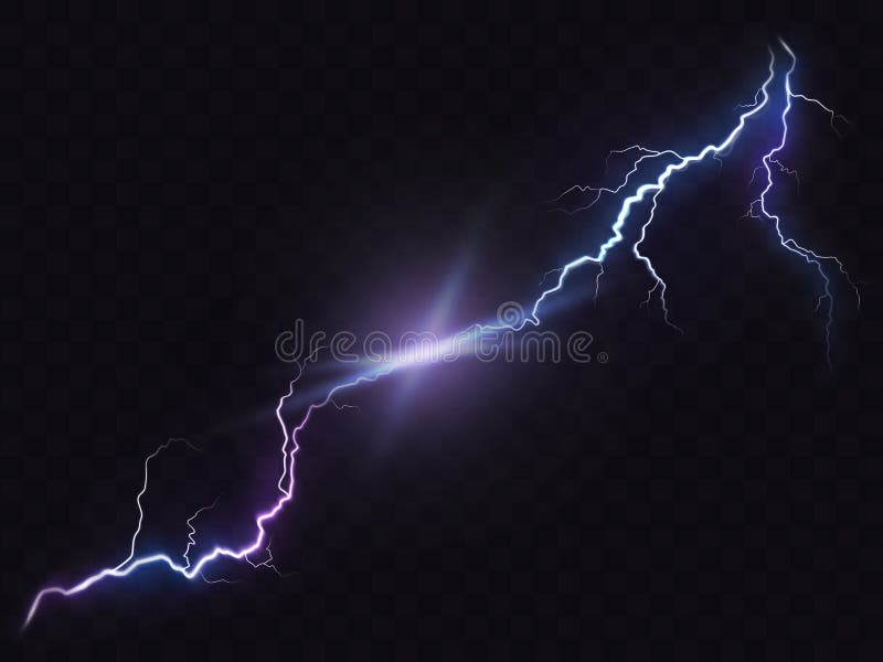 Vector l'illustrazione di uno stile realistico di fulmine d'ardore luminoso isolato su un effetto della luce scura e naturale illustrazione di stock