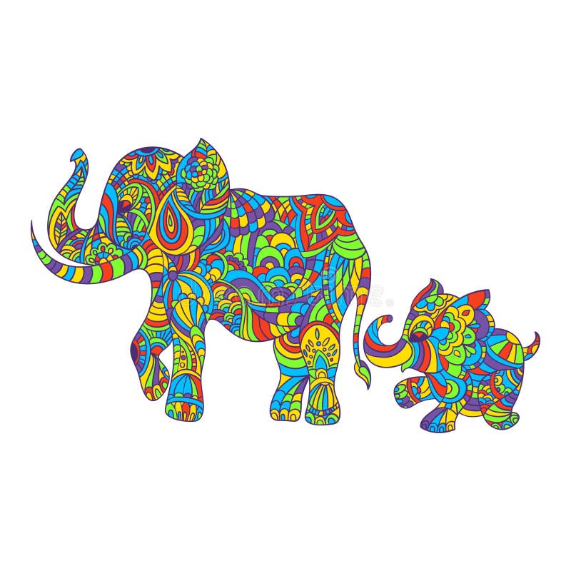 Vector l'illustrazione disegnata a mano variopinta dello zentagle di un elefante royalty illustrazione gratis Vector l'illustrazione disegnata a mano variopinta dello zentagle di un elefante royalty illustrazione gratis