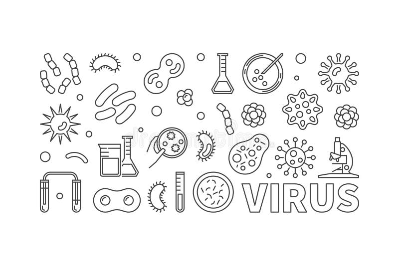 Vector l'insegna del virus fatta con i virus e la linea icone di bacterias illustrazione vettoriale Vector l'insegna del virus fatta con i virus e la linea icone di bacterias illustrazione vettoriale