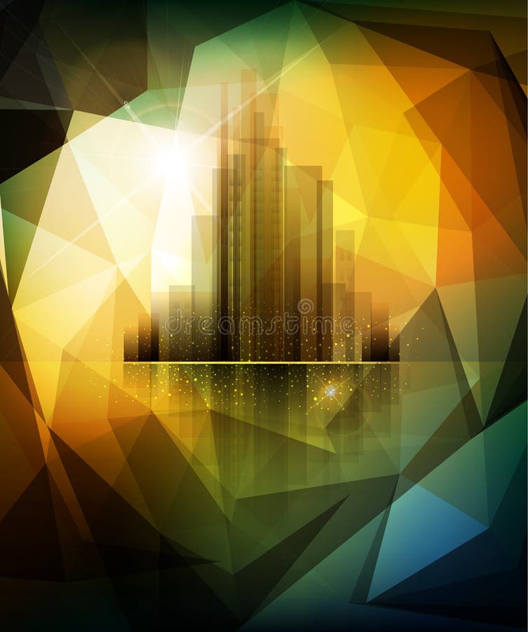 Vector l'insegna per l'affare con la città e la riflessione illustrazione di stock Vector l'insegna per l'affare con la città e la riflessione illustrazione di stock
