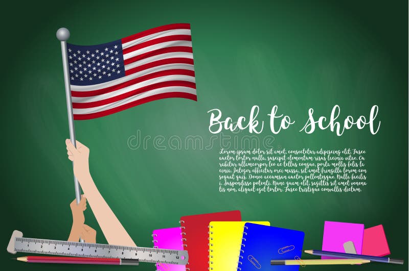 Vector la bandera de Estados Unidos en fondo negro de la pizarra Fondo de la educación con el soporte de las manos de la bandera ilustración del vector Vector la bandera de Estados Unidos en fondo negro de la pizarra Fondo de la educación con el soporte de las manos de la bandera ilustración del vector