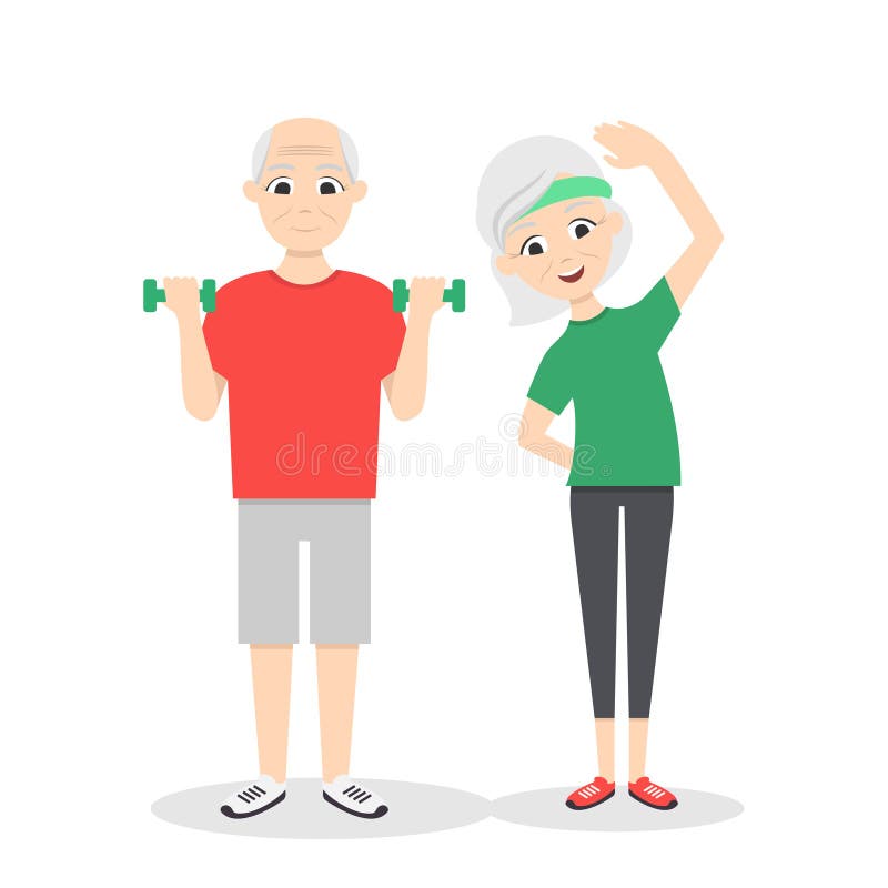 Vector la coppia senior felice e sana dell'attivo, illustrazione di stock Vector la coppia senior felice e sana dell'attivo, illustrazione di stock