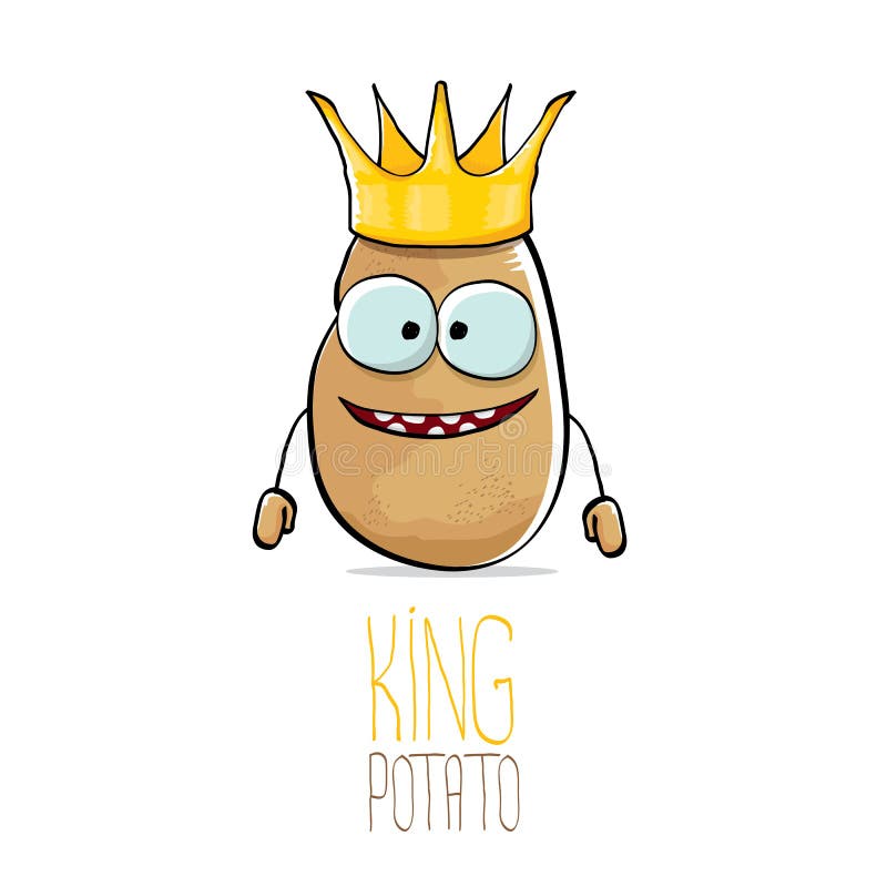 Vector la patata sonriente marrón linda fresca del rey de la historieta divertida ilustración del vector Vector la patata sonriente marrón linda fresca del rey de la historieta divertida ilustración del vector
