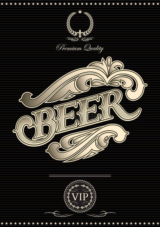 Black vector template for the cover of beer menu. Black vector template for the cover of beer menu